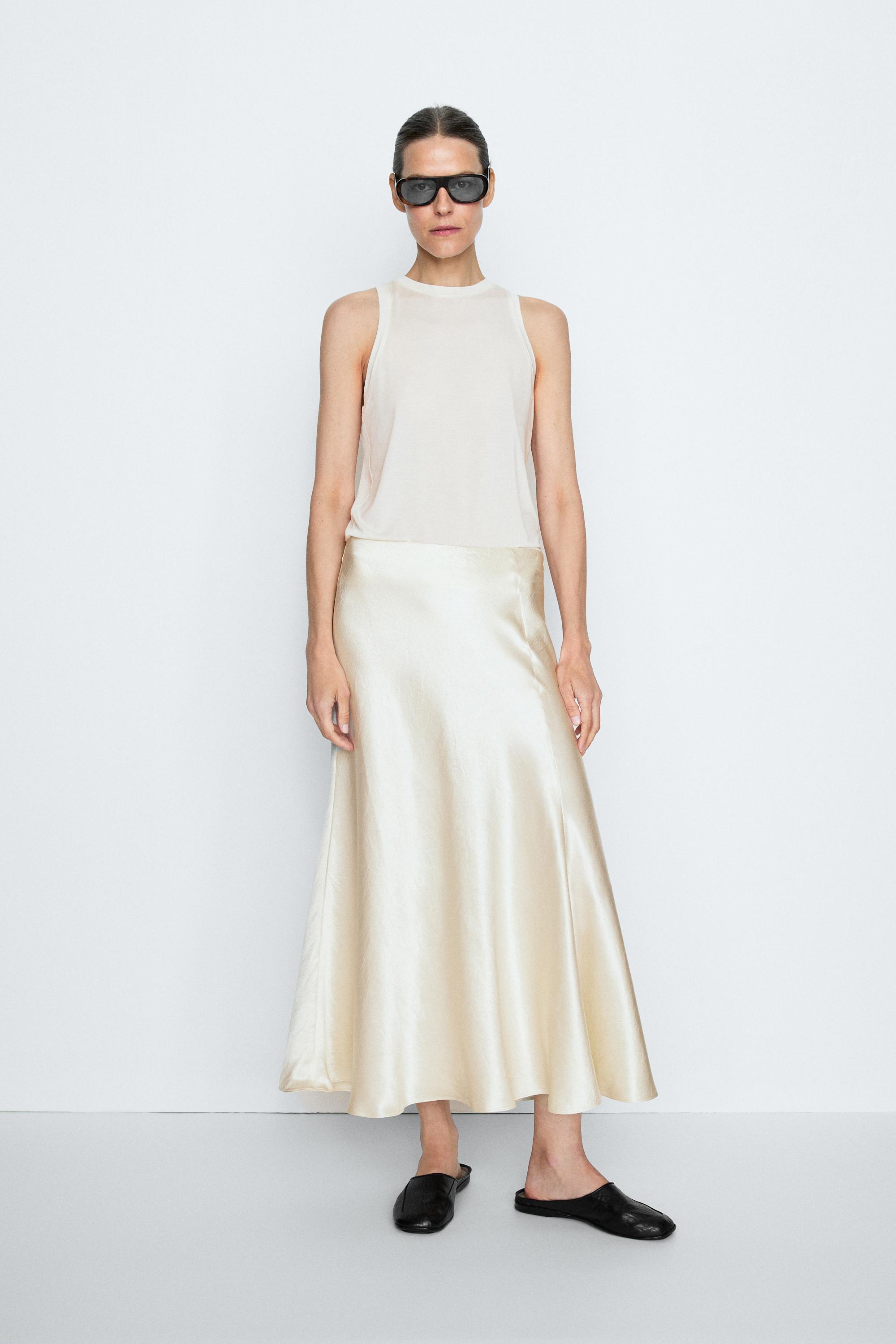 Flowing satin midi skirt - STUDIO